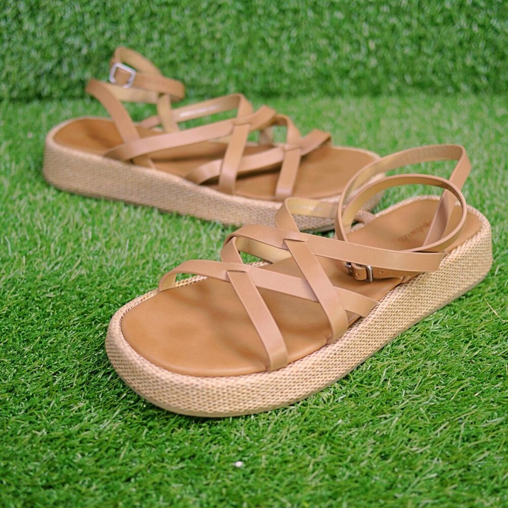 Madewell Sabina Raffia Flatform Sandals Desert Camel - Women's Size 8